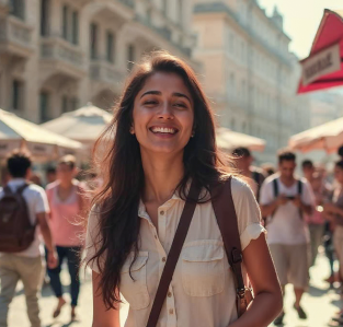 Student exploring city